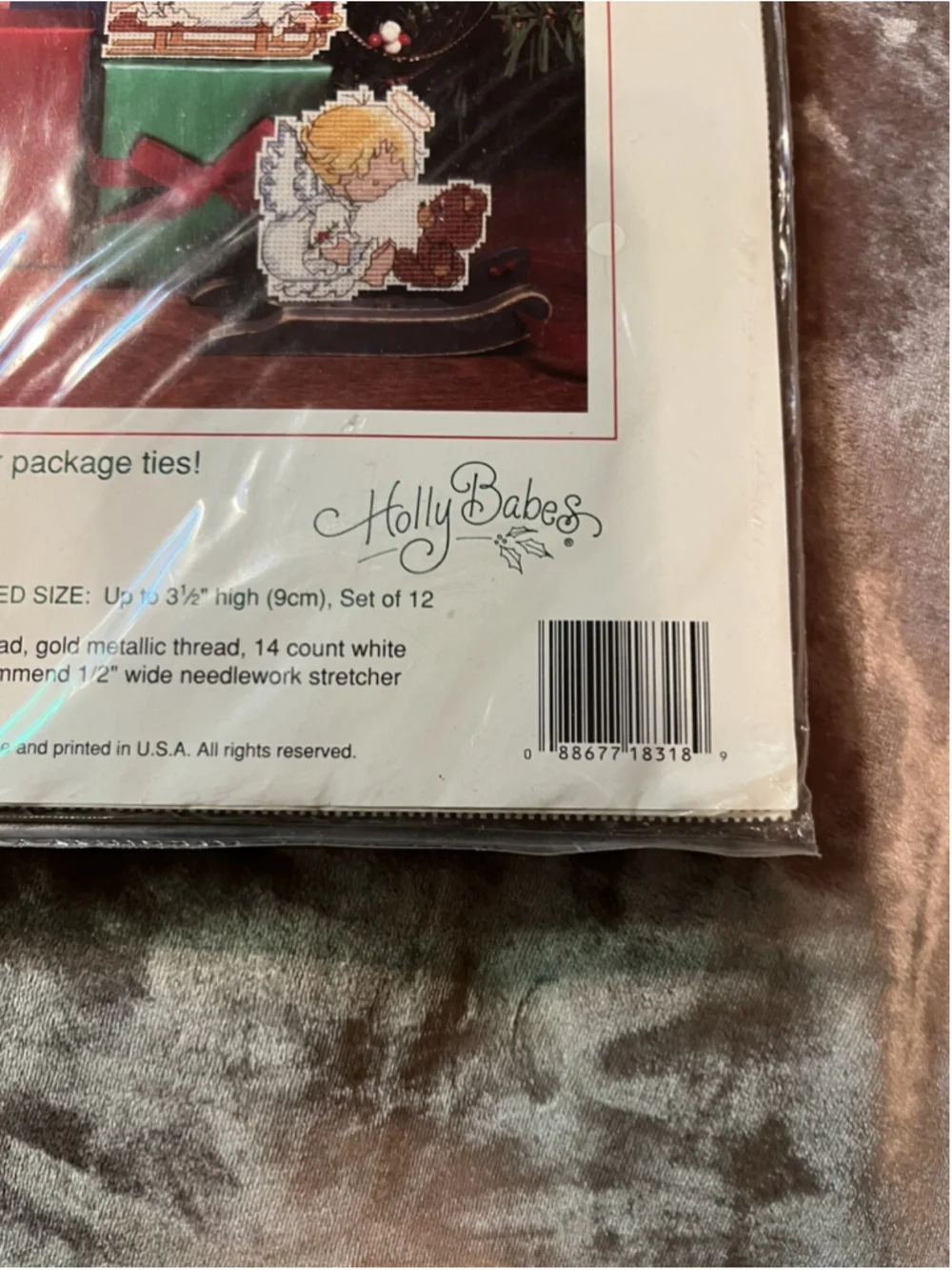 Sunset HOLLY ANGEL ORNAMENTS 1991 Perforated Paper Cross Stitch Kit Morehead